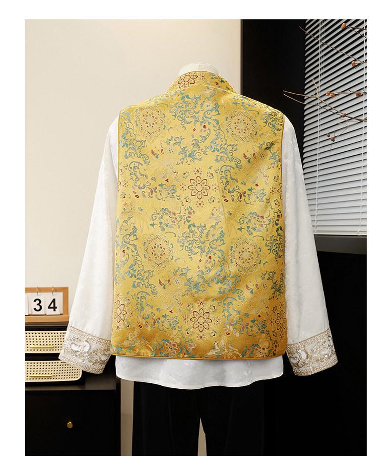 Gilet da donna con bottoni a forma di rana, stile cinese nuovo, per la primavera: Sciarpa Jacquard Stile Nazionale per Mezza Età e Anziani
