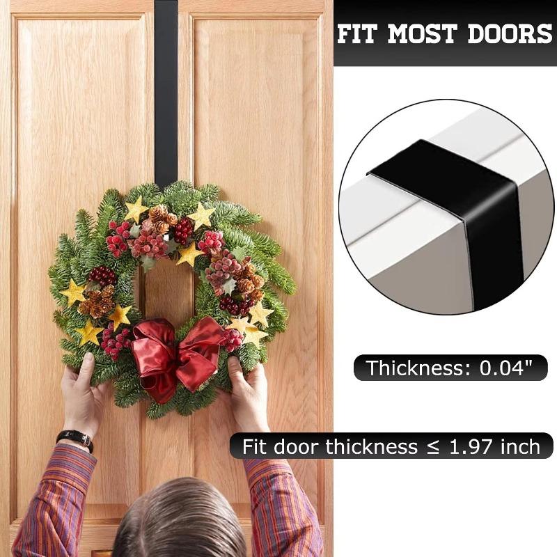 Christmas Front Door Hook 38cm Nail-Free Metal Ornament Long Hook Halloween Single Hook Decorative Garland Door Hanger