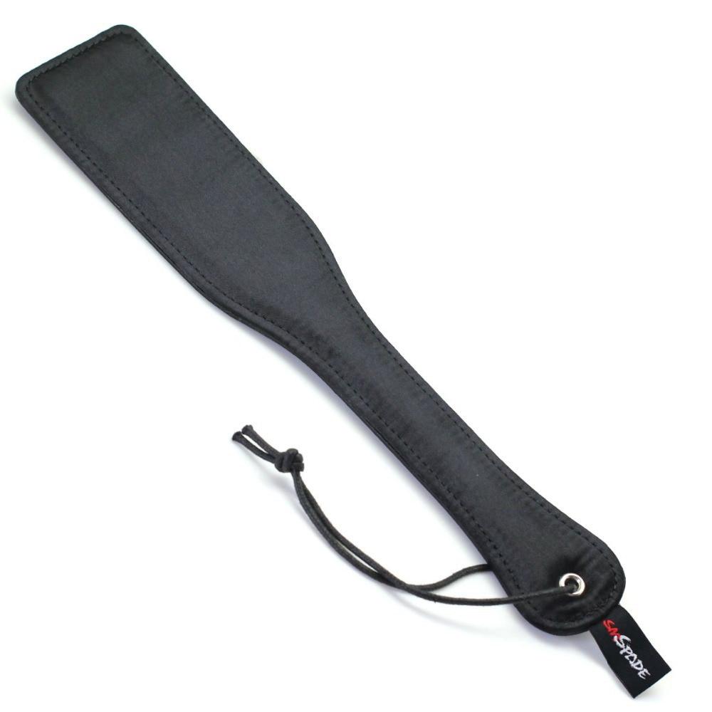 Double Sided Paddle Impact Toy Red Black Satin Leather Paddles