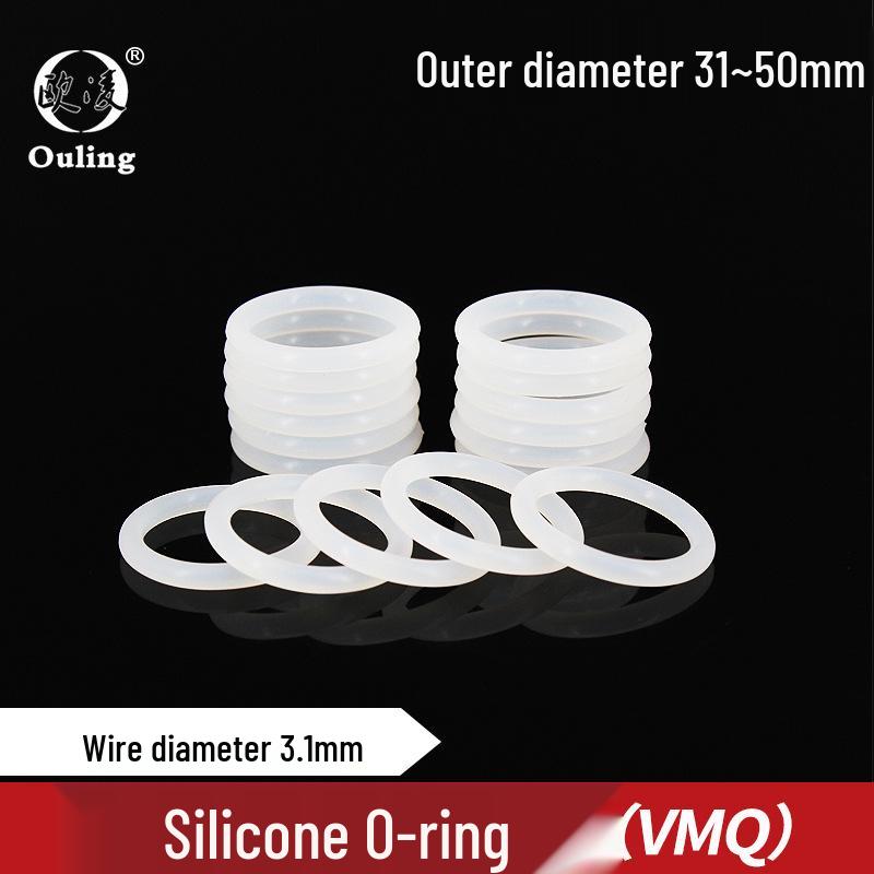 White Silicone O-Ring, Outer Diameter Options: 31-50mm x 3.1mm 31*3.1mm (Set of 5) White Silicone O-ring