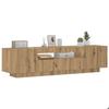 UNIQUE TV Stand with LED Lights LMT - Oak Artisanal TV Cabinet Engineered Wood Cozy489578