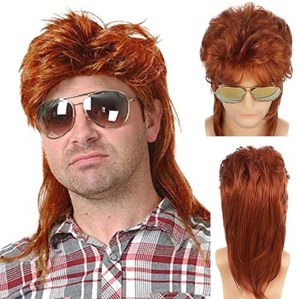 Lata 70. 80. Retro Kostium Cosplay Peruka Włosy Syntetyczne Peruki Rockera Dyskotekowego Cała Głowa Męskie Peruki Mullet Męskie beige