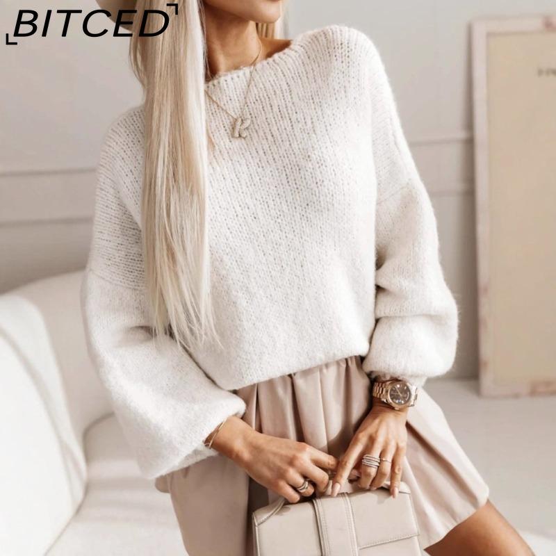 BITCED Herbst/Winter Fliege Damen Strickpullover Sexy Rückenfrei Locker Geschnittenes Strickoberteil