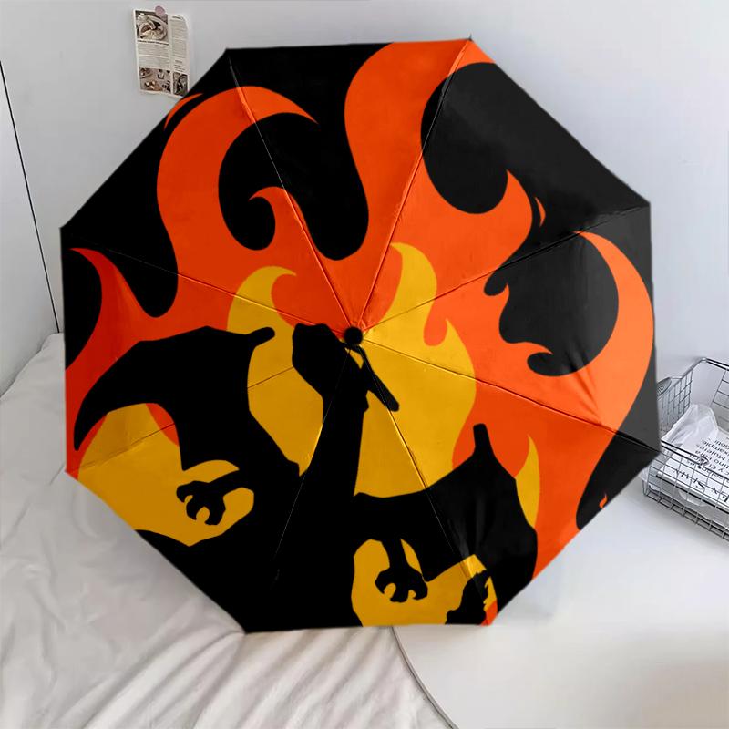 

Charmander pattern, automatic folding umbrella, portable and foldable design, 8 ribs, a Christmas or birthday gift.