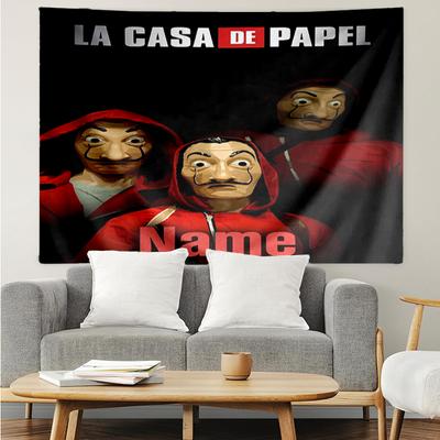 Custom Name La Casa De Papel Print Tapestry, Backdrop, Easy Setup, Ideal for Bedroom, Office & Living Room, with Aesthetic Wall Hanging Decor.