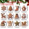12Pcs Christmas Wooden Pendants Gingerbread Man Santa Claus Xmas Tree Hanging Ornaments Home Party Christmas Decor New Year Gift