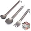 Environmental New Pure EDC Camping Tool Cutlery Fork Outdoor Picnic Accessories Titanium Cookware Long Handle Spoon