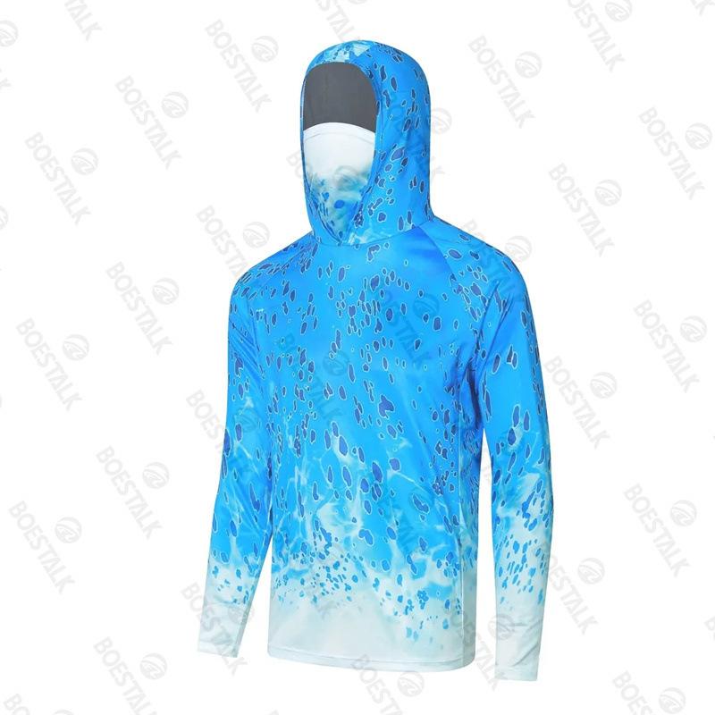 2024 Neue Herren-Sonnencreme UPF 50+ Langarm-Fischeranzug UV-Schutz Maske Mit Kapuze Fischeranzug