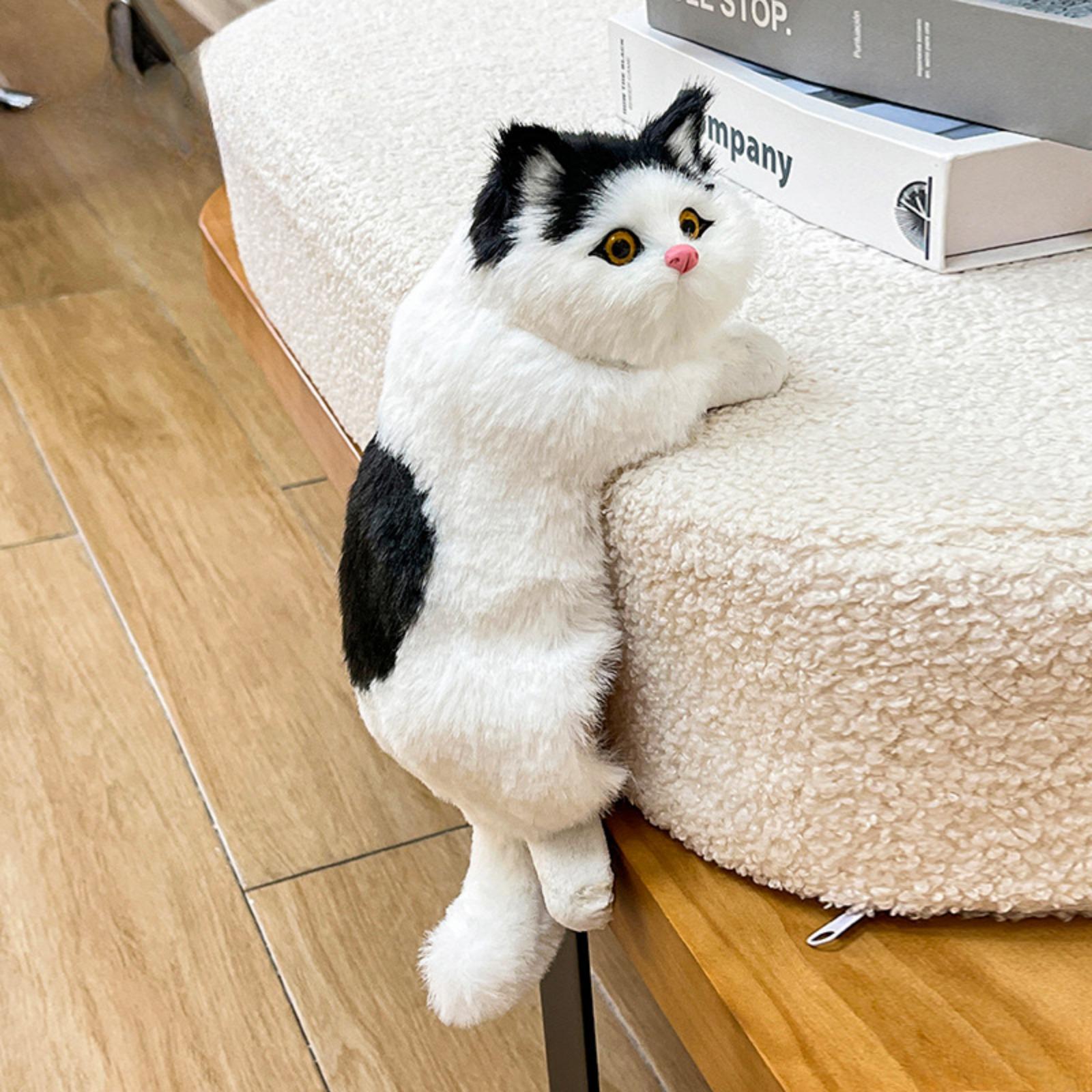 

Реалистичная фигурка мини-кошки, украшение в виде оранжевой полосатой кошки для украшения сада, патио, дома чёрный