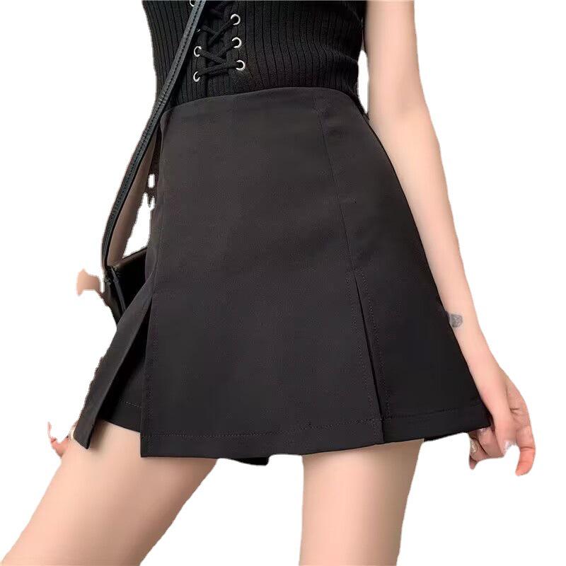 Versatile Women's High-Waist A-Line Midi Skirt with Slimming Bodycon Fit and Small Slit – 2024 Autumn Collection.