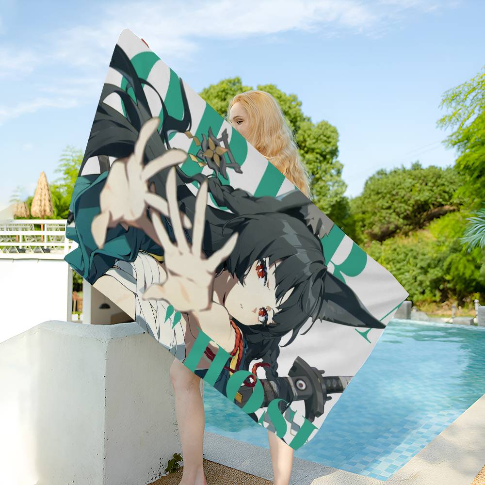 ZZZ Gaming Hoshimi Miyabi Microfiber Printed Beach Towel Mountain Climbing Yoga Beach Swimming Running Absorbent Soft Towel