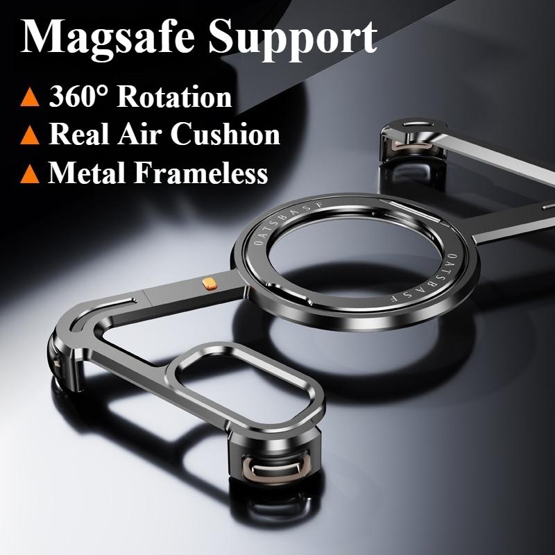 Custodia Oatsbasf Magsafe per iPhone 16 15 Pro/Pro Max/16 E Senza Bordi in Metallo con Supporto Rotante a 360° Copertura Protettiva Antiurto