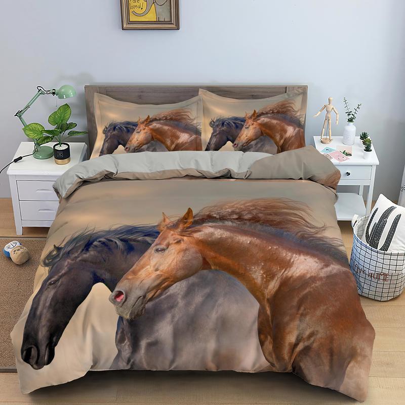 Horses Printed Duvet Cover Set Twin Full Queen King Bedding Comforter Bedspread Soft Microfiber Quilt Cover For Kids Boys Teens