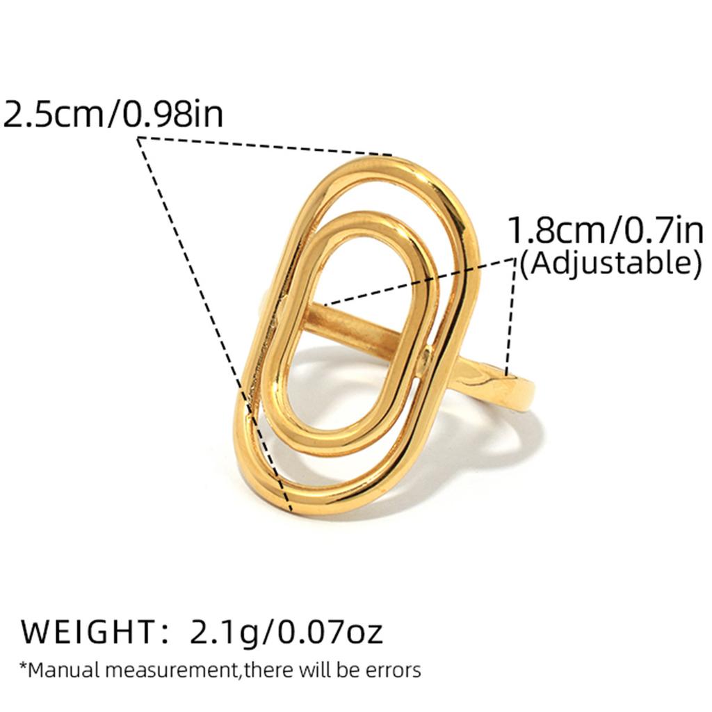 Stainless Steel Geometric Opening Rings for Women Men Adjustable Multi Layer Hollow Waterproof Rings Banquet Jewelry Accessories
