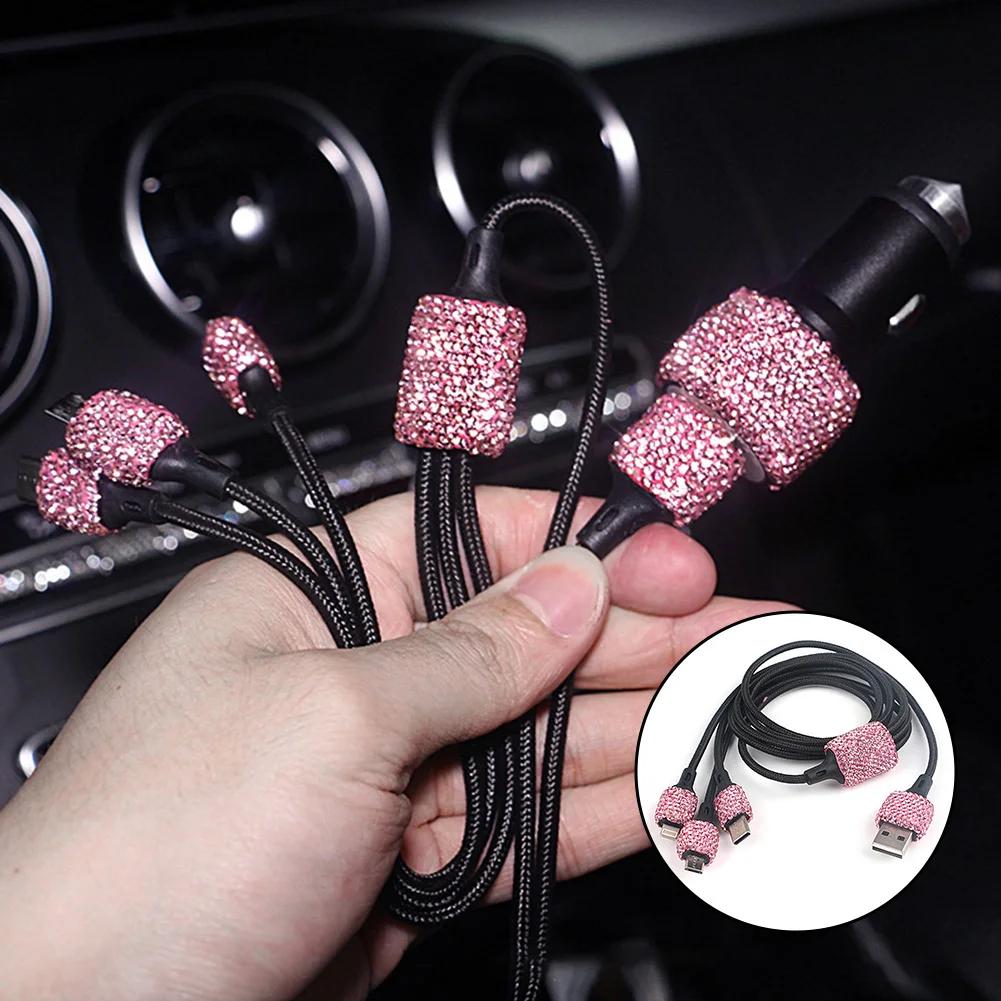 Ładowarka Samochodowa Wysadzana Diamentami Ładowarka Młotek Bezpieczeństwa do Telefonu Samochodowego Podwójne USB Szybkie Ładowanie Diamentowa Ładowarka do Telefonu Samochodowego Ze Stopu Aluminium