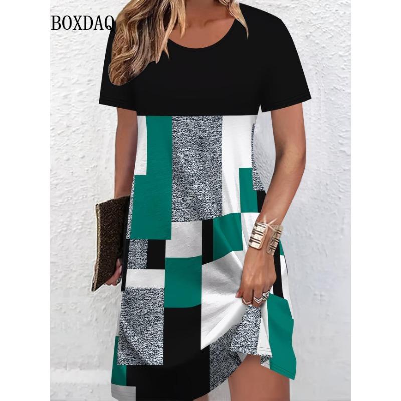 2026 New Summer Fashion Elegant Women's Dress Loose Casual Short Sleeve Dress Women Flowers Printed Dress Vestidos