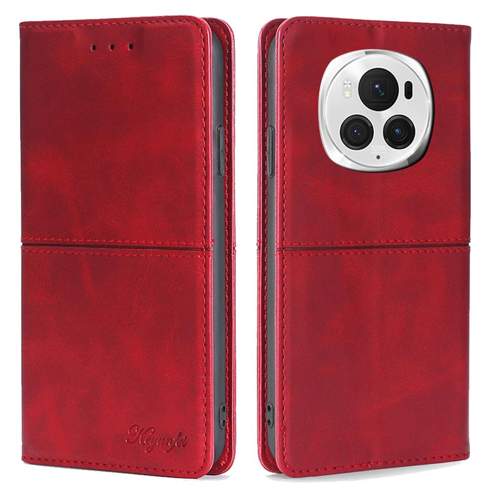 For Honor Magic6 Pro 5G Case Cowhide Texture Anti-Scratch Leather Phone Cover with Card Slots
