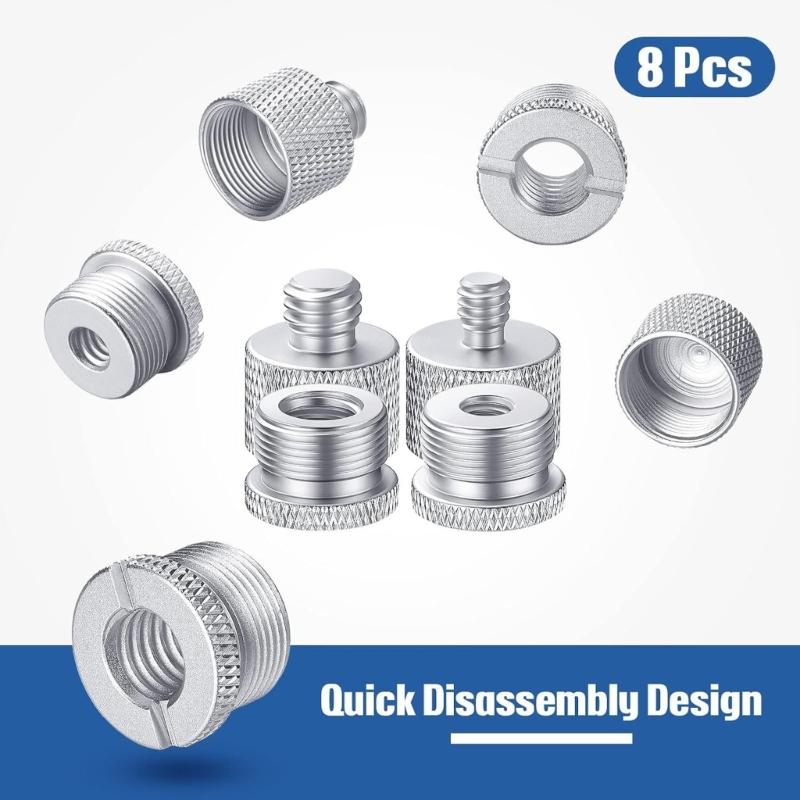 8Pcs Mic Stand Adapter Microphone Adapter for Camera Screw 1/4inch Male/Female to 5/8inch Female/Male Threaded