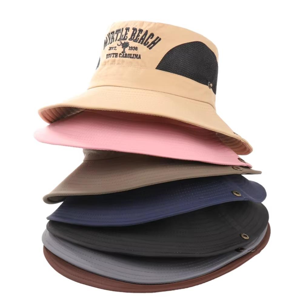 Embroidered Bucket Hat Wide Brim Fisherman Hat Fashion Sunshade Hat  Women