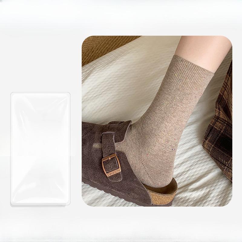 

Женские осенне-зимние утолщенные теплые однотонные носки средней длины в рубчик 1 pair верблюд