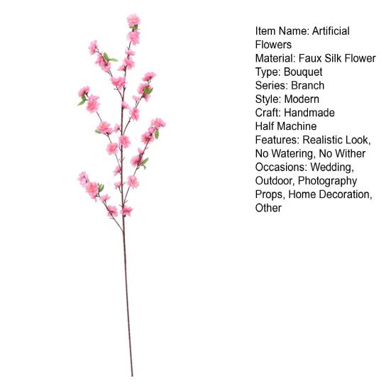 Artificial Flowers Adjustable Height Curvature Silk Plum Blossom Stems Fake Flower with Iron Wire Wedding Home Decor