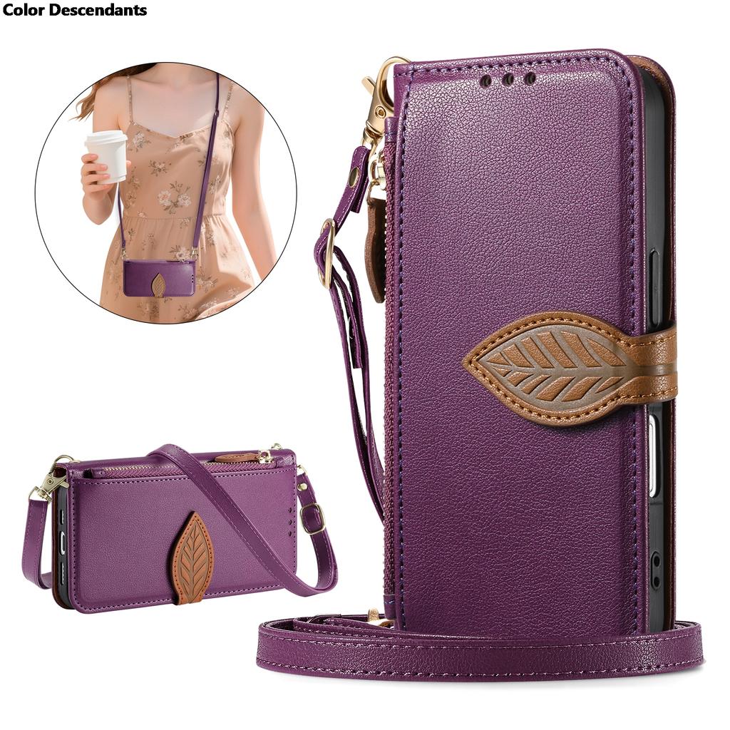 Zipper Wrist Strap Leather Wallet with Card Slot Phone Case for IPhone 17 Air 16 16E 15 14 13 12 Pro Max Plus Protective Cover