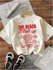 Women'S Retro Beach Club Graphic T-Shirt Breathable Sleeve with Shells Starfish "The Beach Club" Lettering Aesthetic Clothes