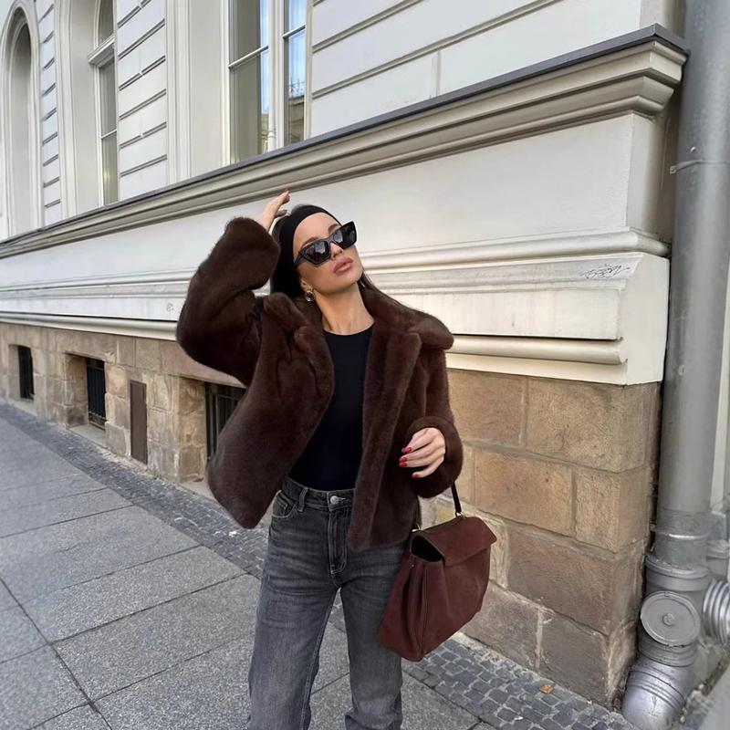 Button Embellished Brown Long Sleeved Jacket Women's Autumn Winter Collection