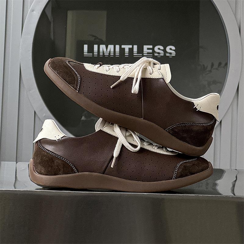 Breathable German training shoes men's color matching retro thin strap Forrest Gump shoes soft-soled flat-soled sports board shoes