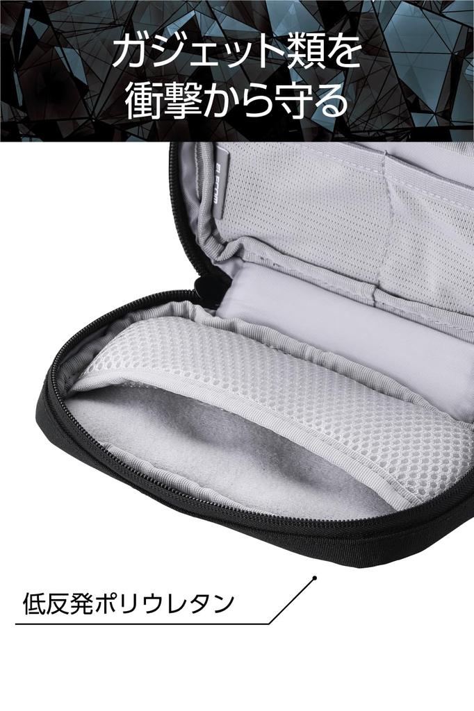 ELECOM Gadget Pouch Zero Shock Polyester S Size Black ZSB-GP01PSBK