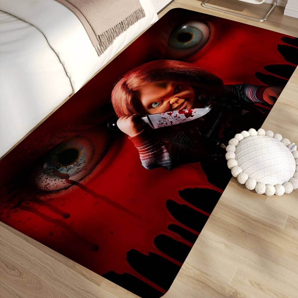 Horror Doll Chucky Entrance Door Mat Rectangle Anti-slip Home Soft Badmat Front Door Indoor Outdoor Mat Household Carpets