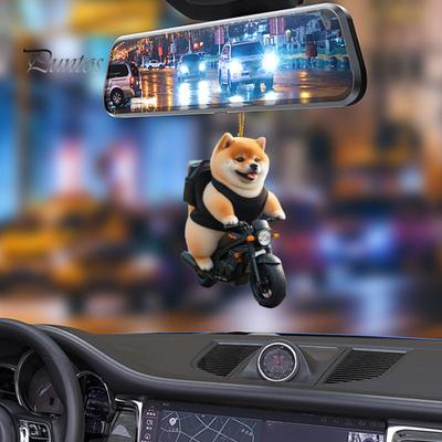 Süßer Hunde-Rückspiegel-Anhänger aus Acryl für die Innenausstattung des Autos, wunderlicher Charme für drinnen und draußen, Weihnachtsbaum, Tür, Fenster, Zaun, Zweig, Geschenk