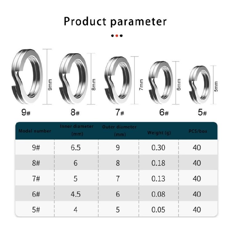200Pcs Stainless Steel Fishing Split Rings High Strength Fishing Lures Rings Connector Fishing Lures Tackle Set, 5 Size