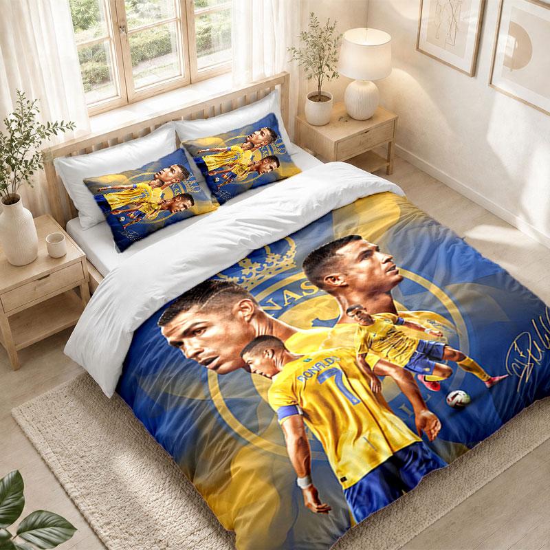Bedding Set 1 Duvet Cover 2 Pillowcases Cristiano Ronaldo Print Bedroom Home Decoration