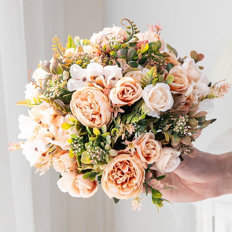 Artificial Peony Flowers Wedding Decorative Floristics Festival Wreaths Home Decoration Accessories Silk Hydrangea Fake Plants