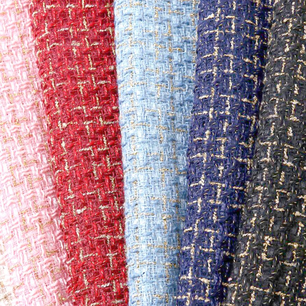 Golden And Silver Silk Tweed Coarse Fabric Woolen Lattice Polyester DIY Autumn And Winter Women's Coats Sewing Material 150x50cm