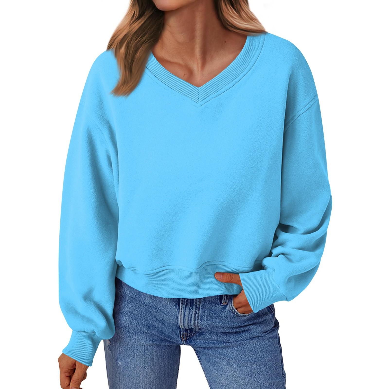 

Женская повседневная модная сексуальная удобная спортивная толстовка с длинными рукавами и V-образным вырезом L