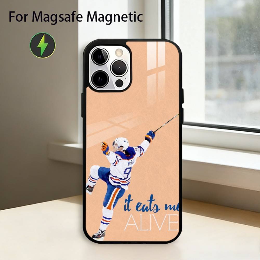 Hockey Player Connor McDavid Phone Case For iPhone17,16,15,14,13,12,11 Plus,Pro Magnetic with Magsafe Wireless Charging