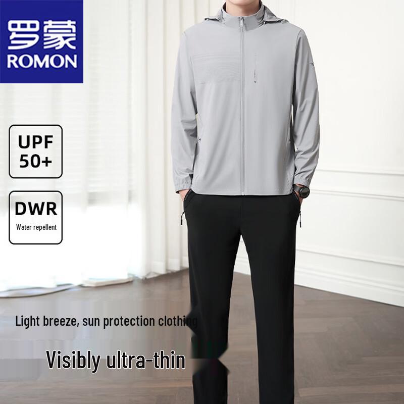 ROMON Men s Summer Ice Silk Sun Protection Jacket 2XL светло-серый