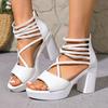 High-Quality Open-Toe Roman Sandals Classic Solid Color Casual Sandals Luxurious Office Comfortable Women's High Heels