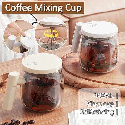 400ML Glass Electric Self-stirring Coffee Mug with Handles High-Speed Mixing Mug for Coffee Milk Tea Rechargeable Cup For Home