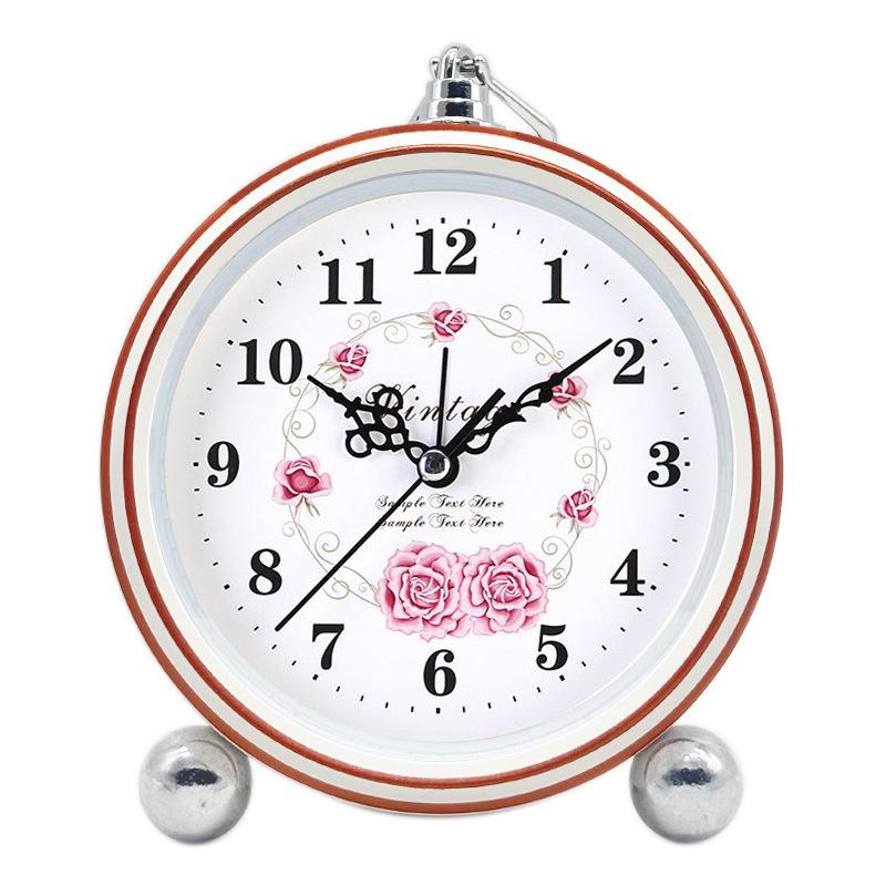 5.5-inch Retro Silent Metal Alarm Clock for Students and Children, Desktop/Desktop Clock