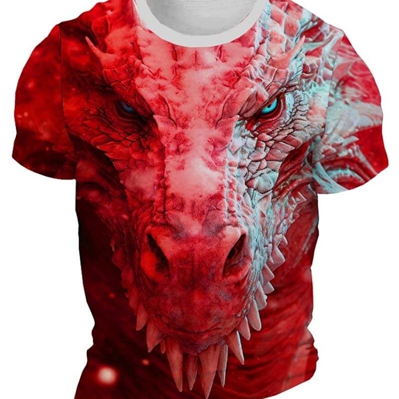 Men's T-shirt 3D dragon print summer daily casual men's street T-shirt short sleeved outdoor sports city fashion men's T-shirt