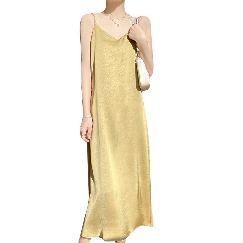 V-Neck Floral Acetate Satin Maxi Dress with Sequins (2025 Summer Collection)