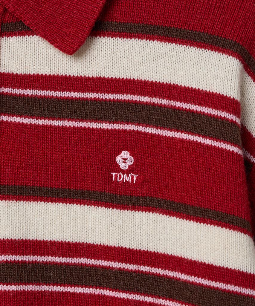 Tudument Retro Stripe Polo Knit Red