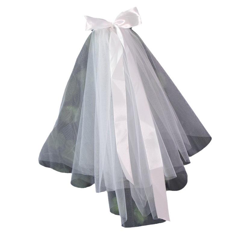 Elegant White Short Bridal Veil for Wedding Photos