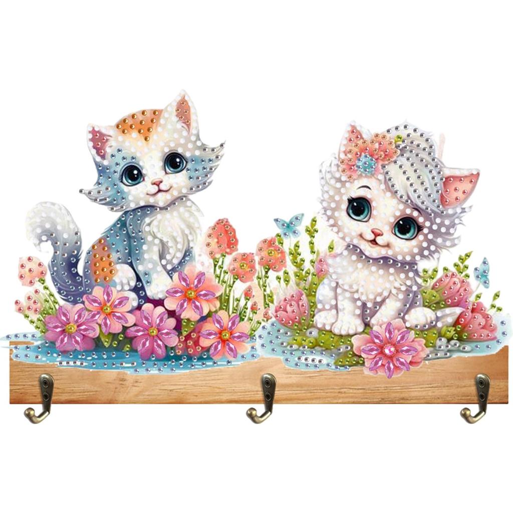 Cat Wood DIY Diamond Painting Hanging Hook No Hole Punching Wall Decoration