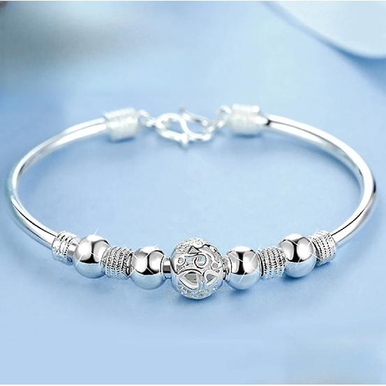 Fashion 925 Sterling Silver Woman Cuff Bracelet Open Leaf Shaped Adjustable Charm Bangle Girls Party Jewelry Christmas Gifts