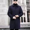 New winter men's cashmere coat, mid-length woolen down lining lapel coat, thickened woolen windbreaker