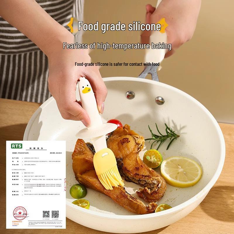 Silikonová olejová láhev se štětcem pro vaření při vysokých teplotách: Potravinářský, žáruvzdorný integrovaný štětec na palačinky, grilování a pečení.